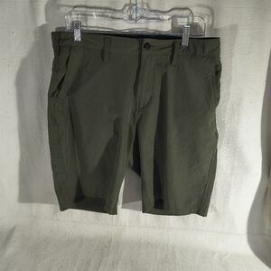 Men's Size 32" Flat Front Olive Green Trunks Shorts